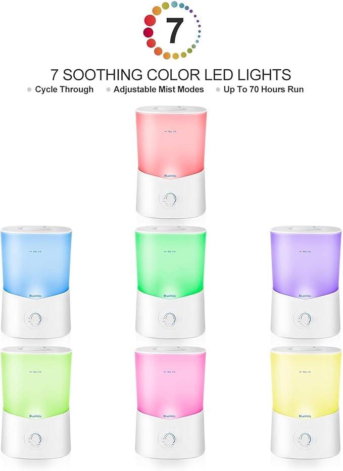 BlueHills Premium 3000 ML XL Essential Oil Diffuser Aroma Humidifier 3 Liter Big Capacity Huge Size Plant Baby Living Room Décor Lights Home High Mist Long Run Time Aromatherapy Diffuser White 3L-K1