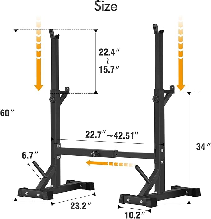 BangTong&Li Squat Rack Stand,Barbell Rack,Bench Press Rack Stand Home Gym Adjustable Weight Rack 550Lbs
