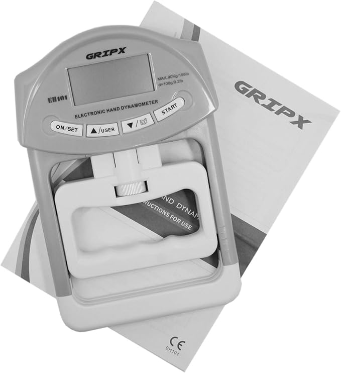 GRIPX Digital Hand Dynamometer Grip Strength Measurement Meter Auto Capturing Electronic Hand Grip Power 198Lbs / 90Kgs