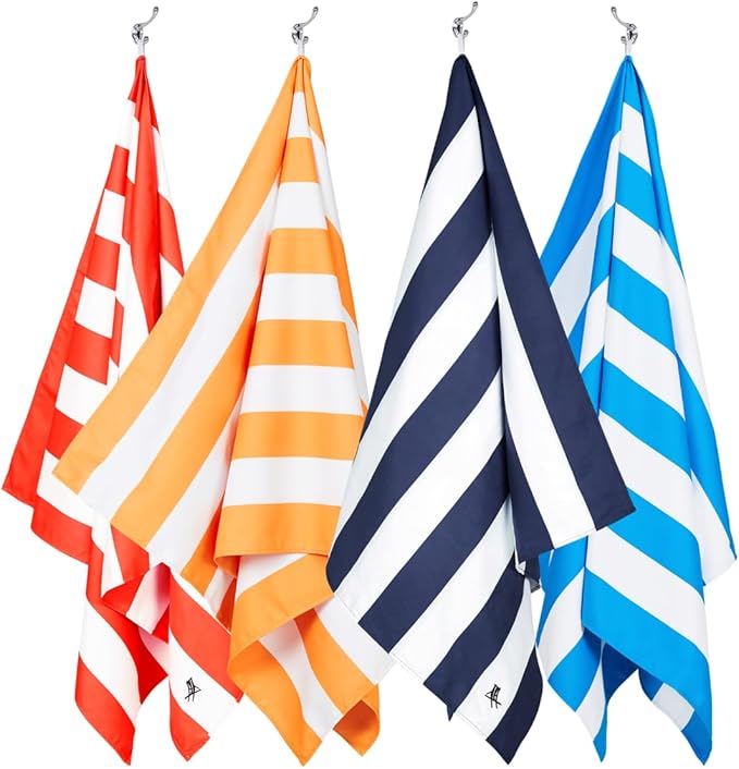 Dock & Bay Beach Towel - Quick Dry, Sand Free - Compact, Lightweight - 100% Recycled - Includes Bag - Cabana - Set H (4), Large (160x90cm, 63x35)