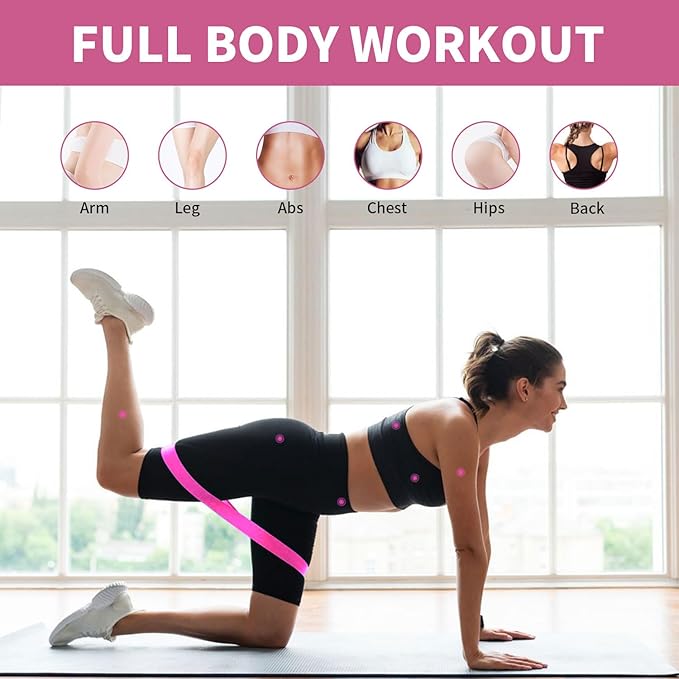 Non-Slip Fabric Resistance Bands for Working Out, Loop Exercise Bands for Booty Leg, Butt, Glute, Stretch Workout Bands for Women & Men, Hip Elastic Bands for Home Gym Fitness, Yoga, Pilates