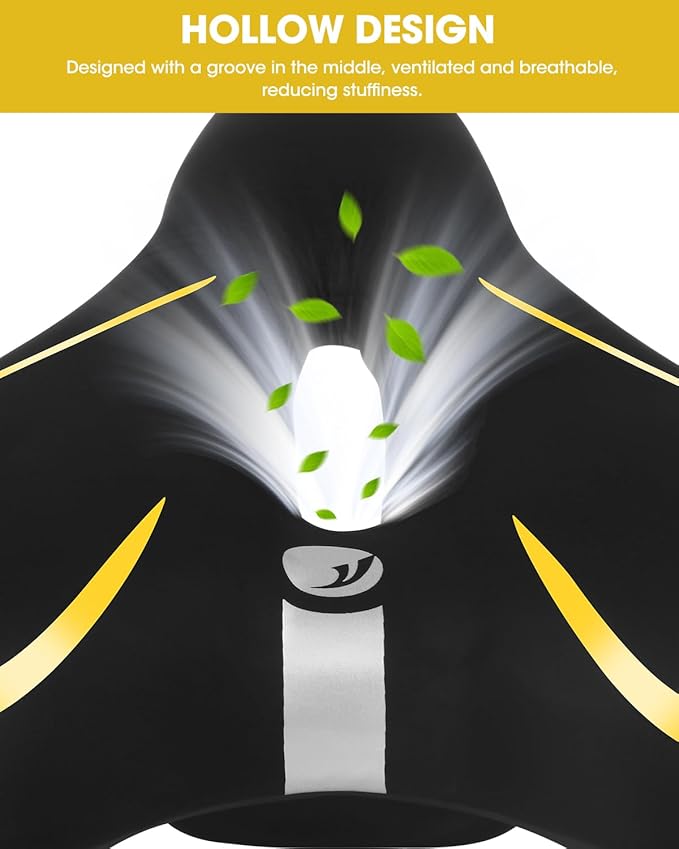 Comfortable Bike Seat for Men & Women, Waterproof Bicycle Seat, Breathable Mountain Bike Saddle, Gel Bicycle Saddle for MTB, BMX, Road Bike, City Bikes, Exercise Bikes