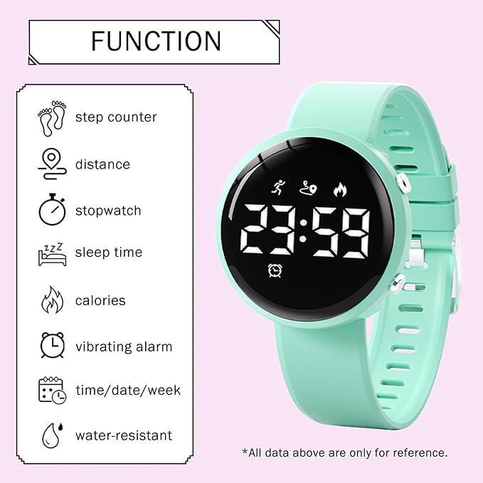 Fitness Tracker Watch with Step Counter Calorie Waterproof Pedometer Vibrating Alarm Digital Watches for Men Women Running Walking Workouts(NO APP)