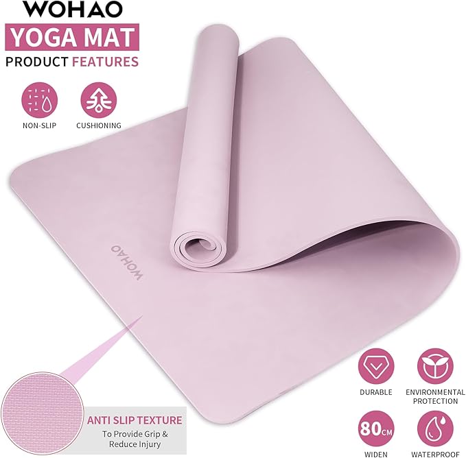 Extra Wide & Thick 8mm Yoga Mat, 72"x31.5" Large Non Slip Exercise Mat, Premium POE Material for Superior Cushioning & Stability, with Strap for Home Gym, Pilates