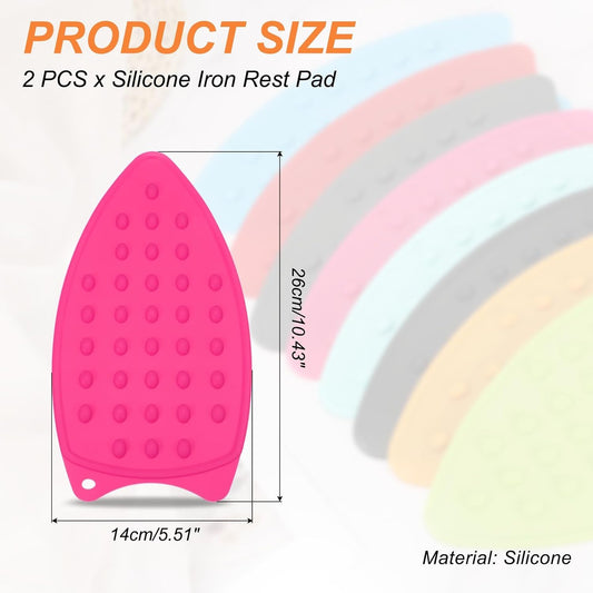 PATIKIL Silicone Iron Rest Pad, 2 Pcs Multipurpose Hot Heat Resistant Iron Rest Plate Protective Pad for Ironing Board Hot Resistant Steamer Steam Compact Mat, Rose Red
