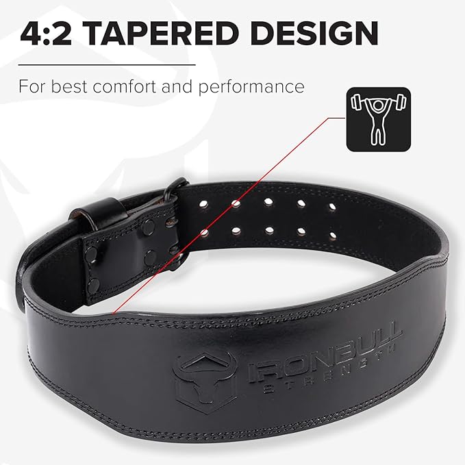 7mm Leather Weight Lifting Belt (IPF, USAPL, USPA, IPL USAW & IWF Approved) - 4" to 2” Tapered Premium Weightlifting Belt for Olympic Lifting, Powerlifting, Cross training, Gym, Workout & Weight Training - Weightlifting Belts for Men and Women