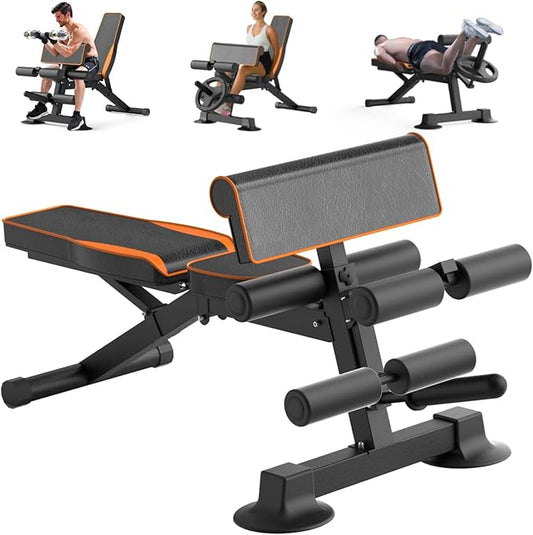 Adjustable Weight Bench, Multi-function Preacher Curl Bench for Home Gym, Foldable Leg Extension and Leg Curl Machine, weight capacity 660LBS.