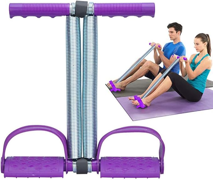 Elastic Sit Up Equipment, Pull Rope Dual Spring Tension Foot Pedal Sit Up Equipment for Abdominal, Leg Exerciser Tummy Trimmer Sport Fitness Slimming Training Bodybuilding at Home Gym