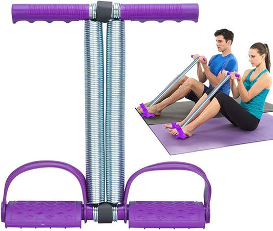 Elastic Sit Up Equipment, Pull Rope Dual Spring Tension Foot Pedal Sit Up Equipment for Abdominal, Leg Exerciser Tummy Trimmer Sport Fitness Slimming Training Bodybuilding at Home Gym