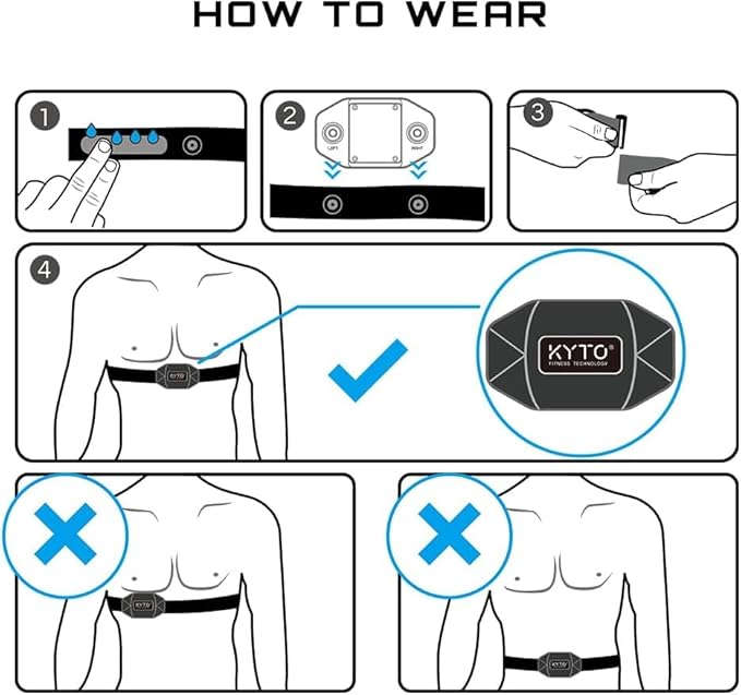 KYTO Heart Rate Monitor Chest Strap, ANT+/ Bluetooth, Compatible with iOS/Android APPs, Cycling/Yoga/Basketball/Running/Fitness Exercise/Boxing