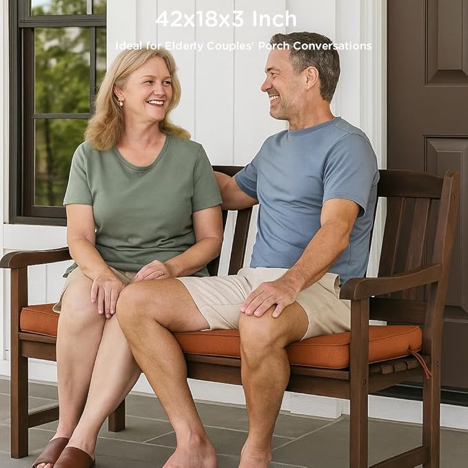 Codi Outdoor Bench Cushion 42 inch, Double Waterproof Patio Furniture Cushions Replacement for Swing, Porch, Couch, 42x18x3'', Spice