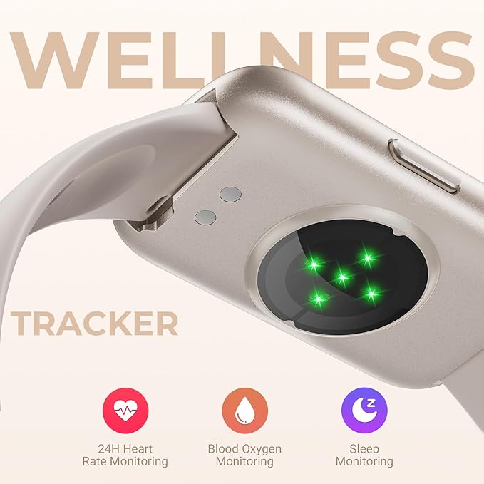 Health Fitness Tracker Smart Watch with 24/7 Heart Rate, Blood Oxygen, Sleep Tracker, Pedometer, 3 Colorful Bands & 3ATM Waterproof Activity Tracker with Step Calorie Counter, Starlight