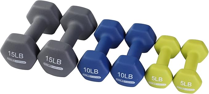 HolaHatha 2, 3, 5, 8, and 10 Pound Neoprene Dumbbell Free Hand Weight Set with Rack, Ideal for Home Exercises to Gain Tone and Definition, Pastel