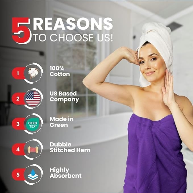 Infinitee Xclusives– Luxury Bath Sheets Towels – 2 Pack 600 GSM (35X70 Inches)– 100% Ring Spun Cotton Large Bath Towels for Bathroom (Profound Purple, Bath Sheet Pack of 2)