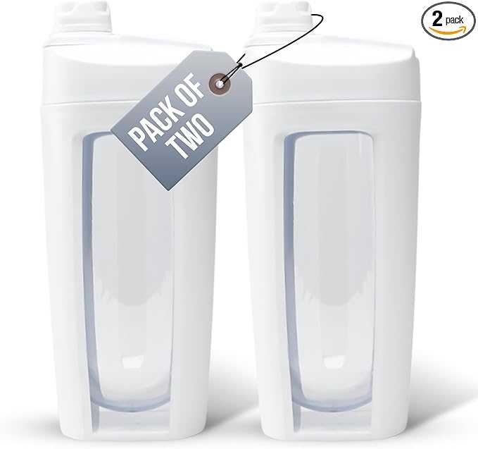 Odor-Free Fitness Bottle with Screw Lid – Round Shape, Leakproof, Eco-Friendly, Reusable Protein Shaker & Smoothie Bottle – Black, Blue, Pink, Beige, White, Purple (White, Pack Of 2)