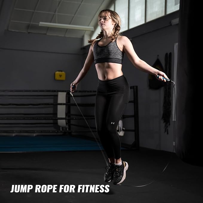 Hererope 3 In 1 Jump Rope for Men & Women, 1/6lb, 1/4lb, 1/2lb Interchangeable Weighted Jump Rope Set with Precision Ball-Bearing, Anti-Slip Leather Grip - Jump Ropes for Fitness, Speed Training, Endurance Building & Total Body Workout
