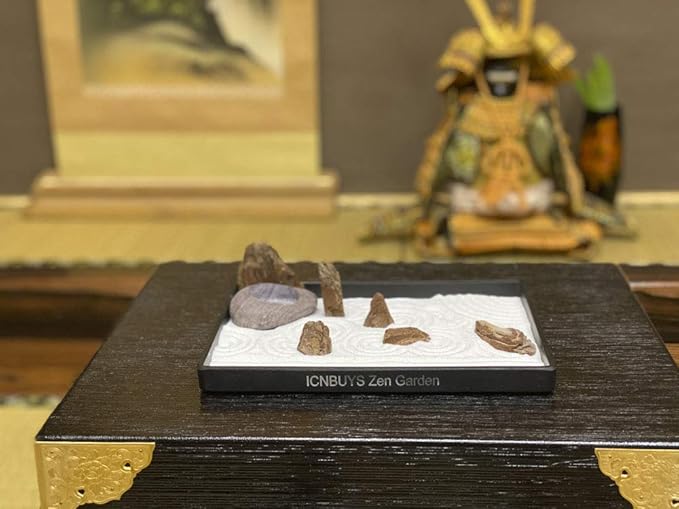 Handmade Zen Garden Pebble Tealight Candle Holder Set Wood Forest with Free Zen Garden Tools, Sand, Base Tray and Accessories