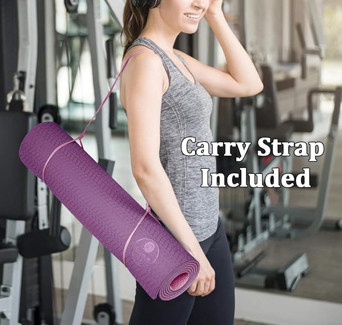 IUGA Yoga Mat Non Slip Anti-tear Pilates Mat Eco Friendly Hot Yoga Mats Thick for Workout & Exercise(72"x 24"x 6mm)