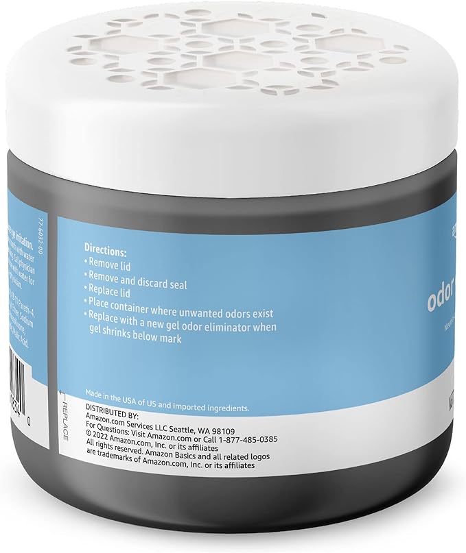 Amazon Basics Gel Odor Eliminator, Activated Charcoal, Fragrance Free, 17 Oz, Pack of 1