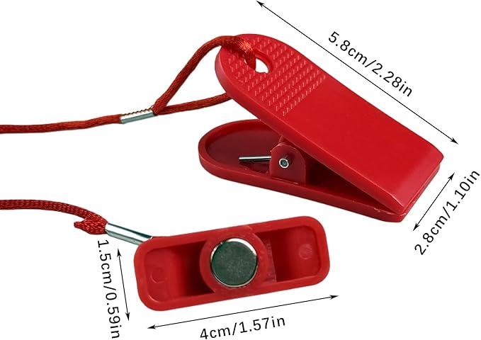 Flylin 2PCS Treadmill Magnet Safety Key, Universal Lightweight Red Treadmill Security Key Replacement, Rectangle Plastic Running Machine Key for Most Treadmill (15x40mm)