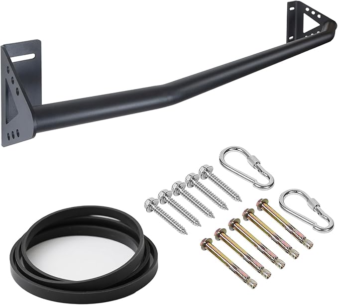 Wall Mounted Heavy Duty Pull Up Bar Doorway With Assist Band, Strength Training Pullups Bar for Doorframe, Thick Metal Sturdy Wall Hanging Bar, Wood Beam or Joist Mount Chin Up Bars 500 lbs