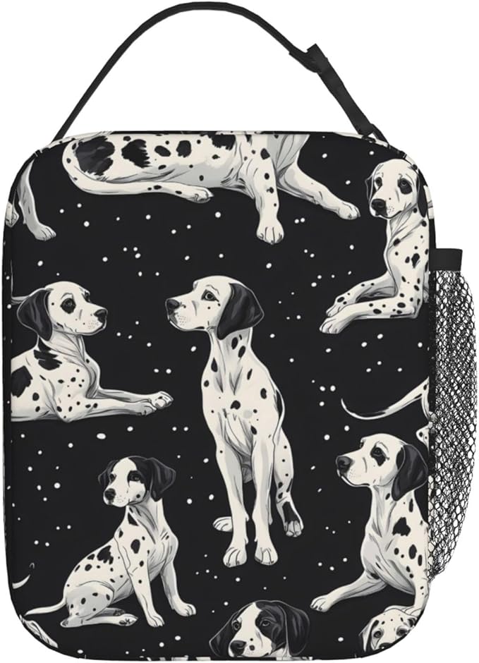 Cute Dog Lunch Box for Kids,Puppy Insulated Bag for Student,Pet Lovers Reusable Thermal Insulation Cooler Tote Bags for School Work Picnic Camping Outdoor Gifts (Dalmatian)