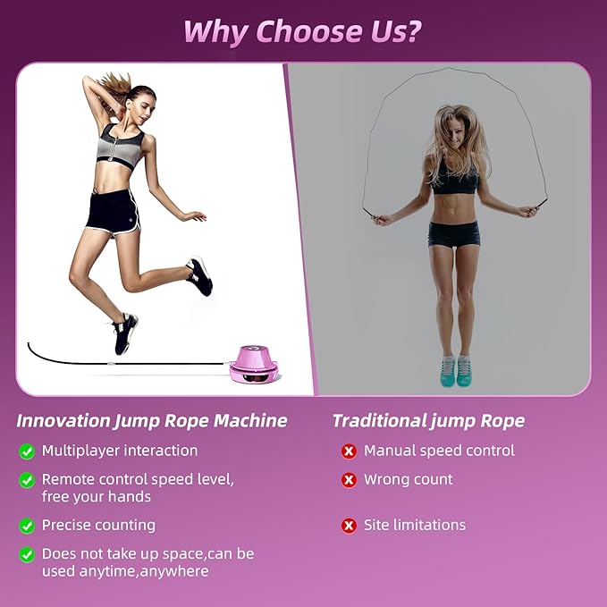 Smart Jump Rope Machine Electronic Skipping Ropes 1-10 Speed Level Adjustment Multiplayer Jumping Rope Groups Rope Skipping LED Display Counter Workout for Women/Men/Kids