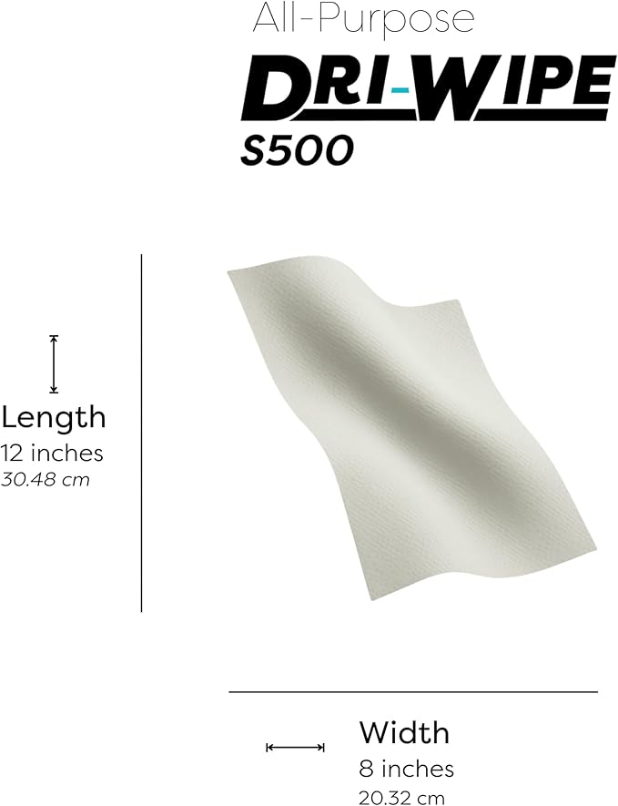 Dri-Wipe S500 by SMPLY Brands – All-Purpose Disposable Wipes, 10 Boxes of 176 (1,760 Total Wipes), Strong Alternative to Shop Towels & Paper Towels, 8" x 12" Center-Pull Sheets