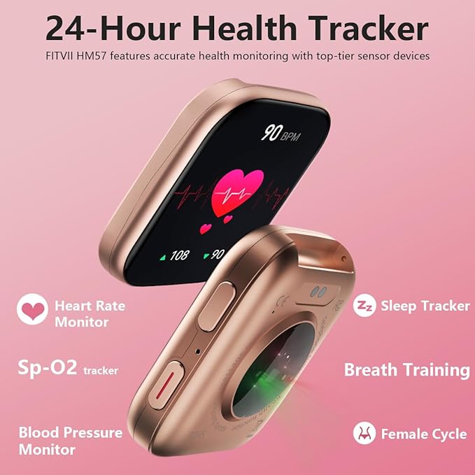 FITVII Health & Fitness Tracker (Answer/Make Calls), Smart Watch with 24/7 Heart Rate and Blood Pressure, Sleep Tracking, Blood Oxygen Monitor, 120+ Sport Mode Activity Tracker for Women Men