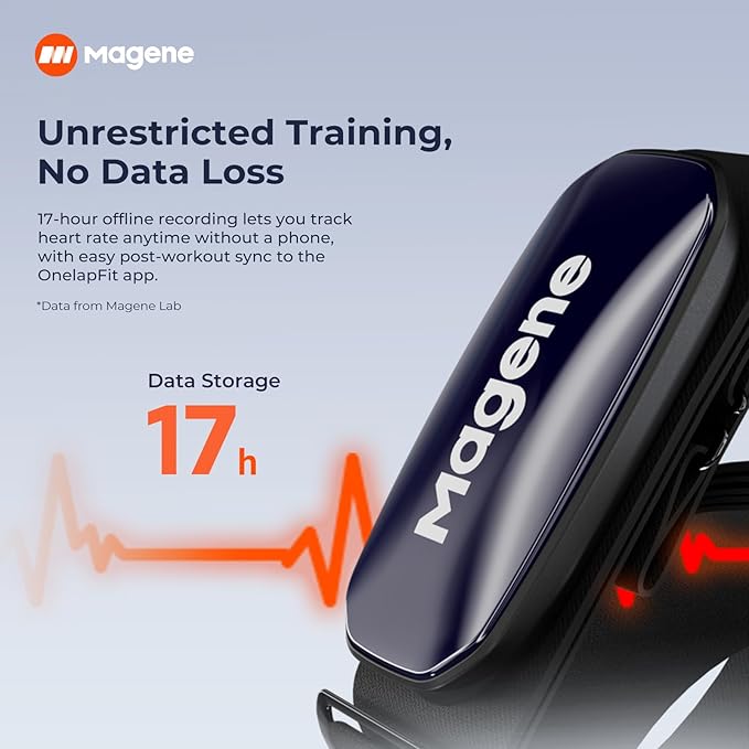 Magene H613 Heart Rate Monitor Chest Strap with Precise Tracking, Bluetooth & ANT+ Connectivity, 17h Offline Storage, IPX7 Waterproof, Multi-Color Heart Rate Zone Indicator for Cycling, Running, Yoga