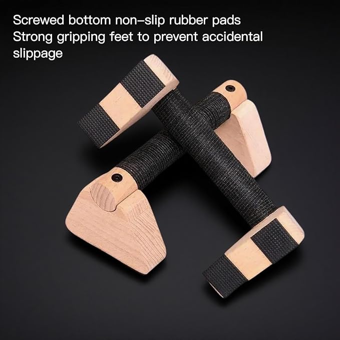 Parallettes Bars Wooden Push Up Bars with Non-Slip Base, 7.8 Inch Handstand Training Blocks & Push Up Handles, Portable Calisthenics Equipment for Home Workout Strength Training