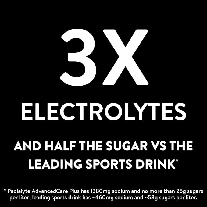 Pedialyte AdvancedCare Plus Electrolyte Powder, Has 33% More Electrolytes and PreActiv Prebiotics, Berry Frost, 6 Powder Packets