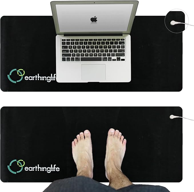 earthinglife grounding mats for feet, Universal grounding pad for Sleep with 15ft Cord Indoor grounding for Desk Connect to Earth for Reduce Fatigue & Stress, Better Sleep and Energy 9.8" L X 26.8" W