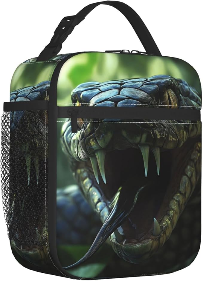 Insulated Lunch Box for Women Men, Snake Theme Lunch Box Reusable Portable Lunch Bag Cooler Tote Waterproof Lunch Container for Office Picnic Work Travel Hiking