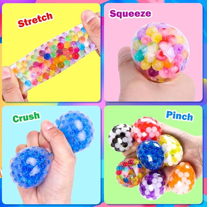24pcs Mini Stress Balls, Squishy Balls for Adults Stress Relief Squeeze Fidget Balls Set for Party Favors Birthday Goodie Bag Stuffers