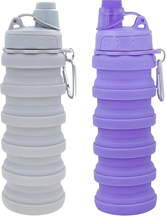 Collapsible Water Bottles Travel water bottle Sports Portable Sport Water Bottle Reusable Water Bottles comes with mountaineering Buckle 500ml silicone Water-proof camping water bottle