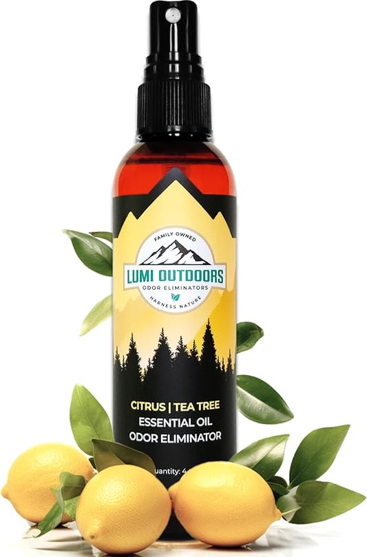 Lumi Outdoors Natural Shoe Deodorizer Spray & Odor Eliminator - Fresh Citrus Tea Tree Essential Oil Odor Eater