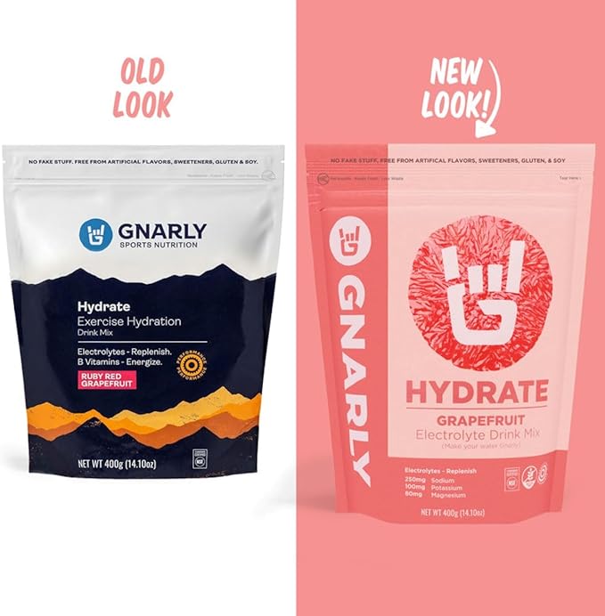 Gnarly Nutrition Hydrate Electrolyte Powder – Ruby Red Grapefruit Exercise Hydration Drink Mix – NSF Contents Certified – Electrolyte Solution, Performance & Recovery – Ruby Red Grapefruit, 14.10 oz