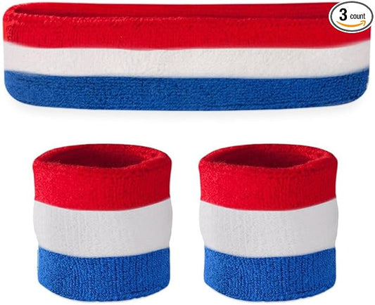 Suddora Sweatbands for Kids, Moisture Wicking 2 Wristbands and 1 Headband Set, Soft and Skin-Friendly Fabric, Moisture-Wicking Athletic Sweat Bands for Basketball, Baseball, Soccer