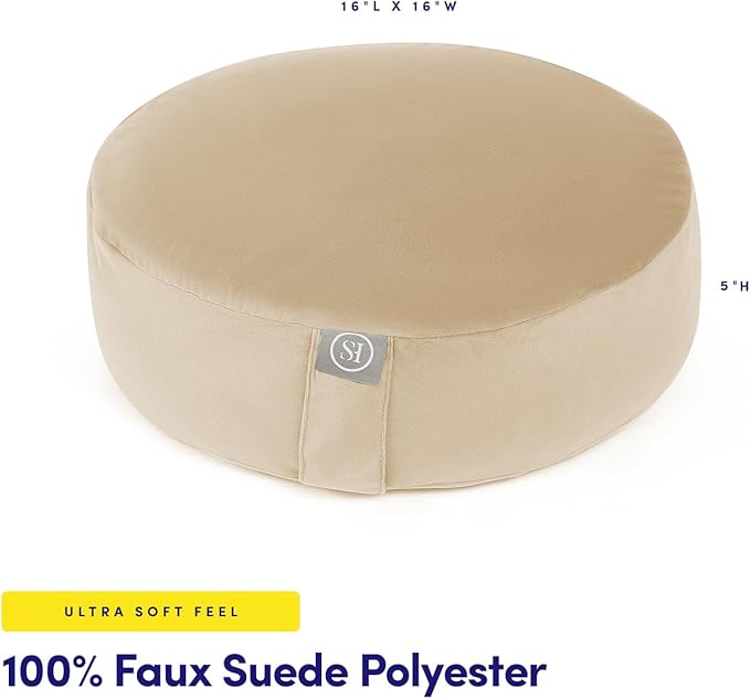 Meditation Cushion Bolster Pillow for Restorative Yoga – Supportive Cushion for Meditation, Pilates, and Relaxation – Filled with Buckwheat Hulls - Removable Cover