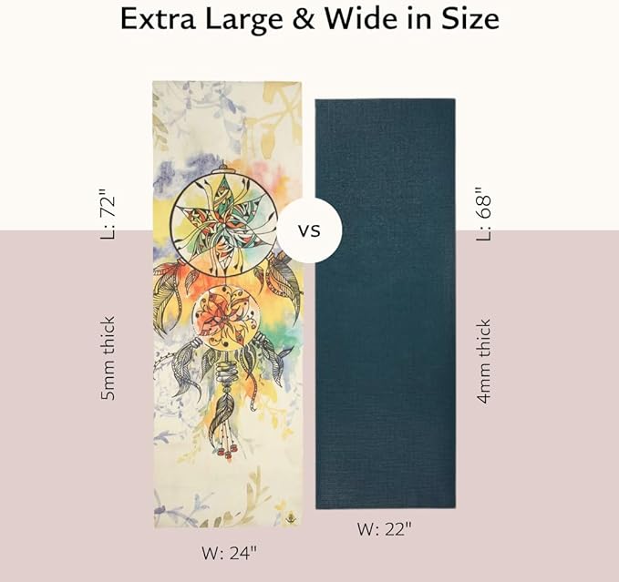 TPE Yoga Mat - Artist Designed, Premium eco friendly mats, Non Slip, Non toxic, Great For Regular & Hot Yoga, Pilates and Workouts (72 inch x 24 inch x 6mm thick)