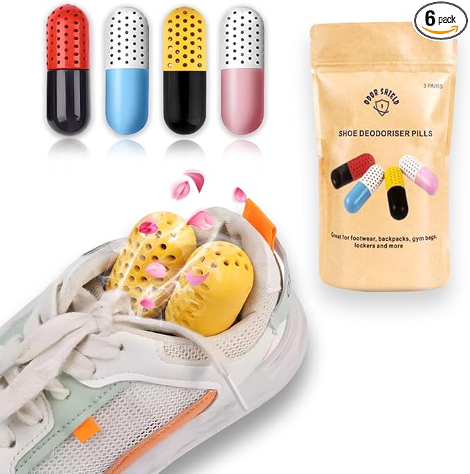 6 PCs Shoe Deodorizer & Hamper Deodorizer Pills |Moisture absorbers & odor eaters for shoes | Recharge & Spill-free Refresher Balls for Sneakers, Closets, Boxing Gloves, Cars and Gym bags
