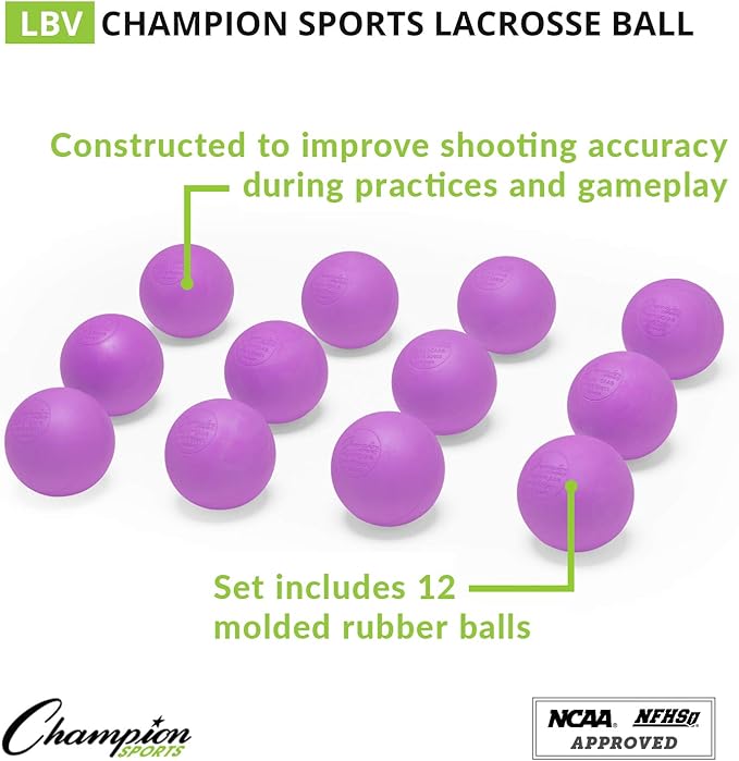 Champion Sports Lacrosse Balls: Official Size Sporting Goods Equipment for Professional, College & Grade School Games, Practices & Recreation - NCAA, NFHS and SEI Certified