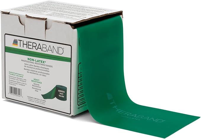 THERABAND Resistance Band 25 Yard Roll, Non-Latex Professional Elastic Stretch Bands for Upper & Lower Body Exercise Workouts, Physical Therapy, Lower Pilates, Flexibility, & Rehab, Dispenser Box