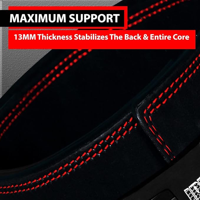 IBRO Powerlifting Lever Gym Belt – Power 8MM, 10MM or 13MM Extreme Heavy Duty Genuine Leather Belts - Squats Deadlifts Bodybuilding Weight Lifting IPF Power Lifting Strongman for Men