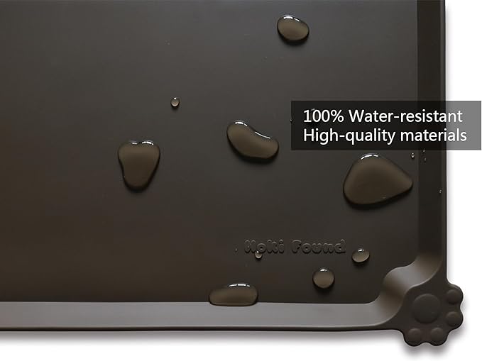 Hoki Found XX-Large Silicone Pet Food Mats Tray - Non Slip Pet Dog Cat Bowl Mats Placemat - Dog Pet Cat Feeding Mat - Waterproof Dog Cat Food Mats -Pet Water Mats for Carpet - Coffee
