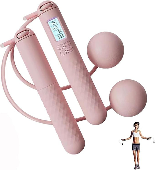 Indicatek Skipping Rope with Counter, Cordless Jump Rope, Smart Weighted Cord with Lcd Display, Adjustable Digital Counting Skipping Tool, Tangle-Free Wireless String for Fitness