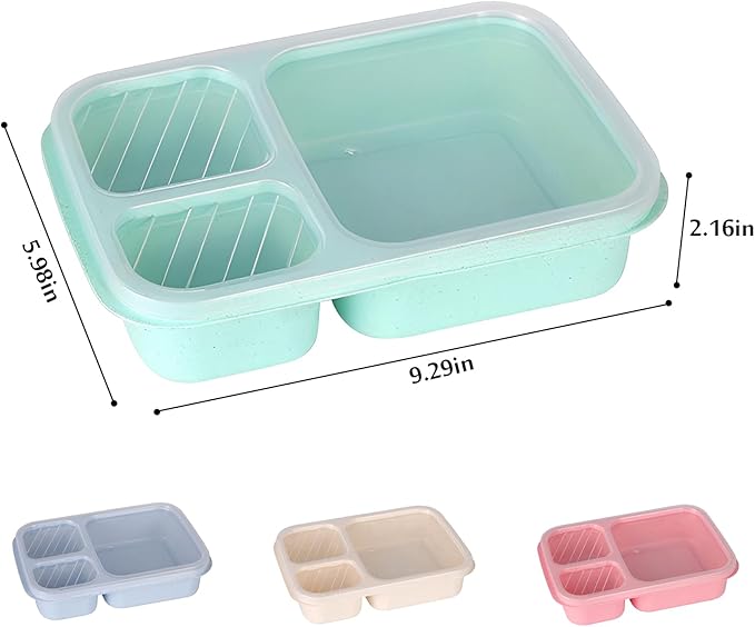 Adult Lunch Box - 4 Pack, Reusable Food Storage Snack Containers - Stackable for Work, and Travel (1000ml 3 Cells)