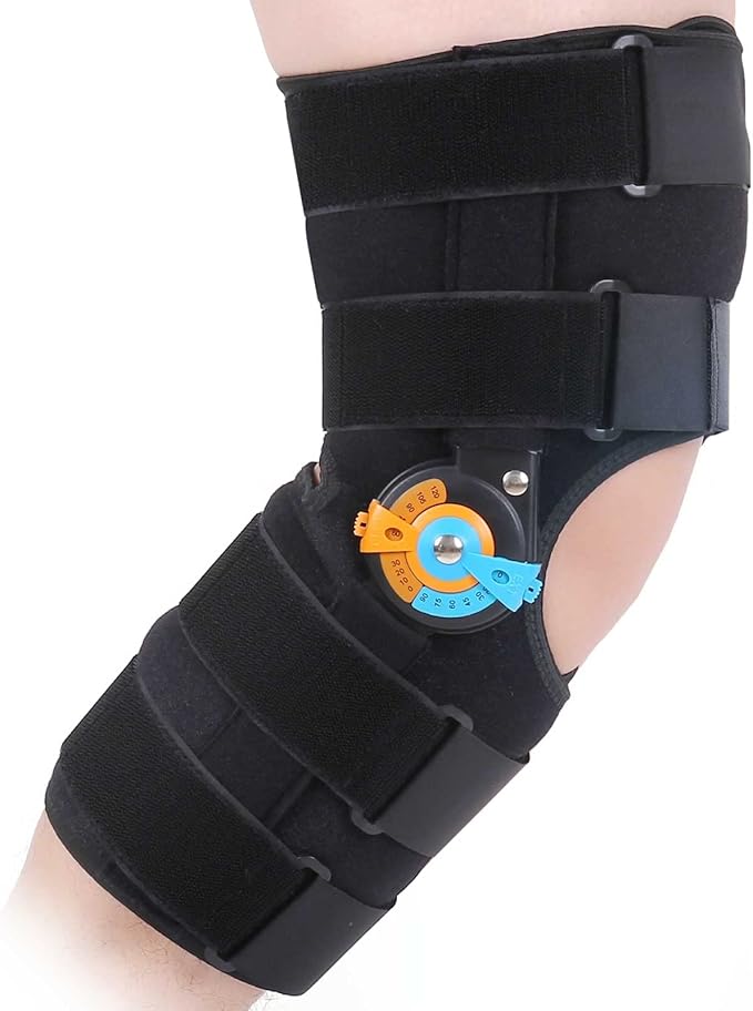 Hinged Knee Brace with Side Stabilizers ROM Knee Support Adjustable Knee Immobilizer for Knee Pain ACL MCL PCL Arthritis Meniscus Tear Post OP Recovery for Men and Women (XL)