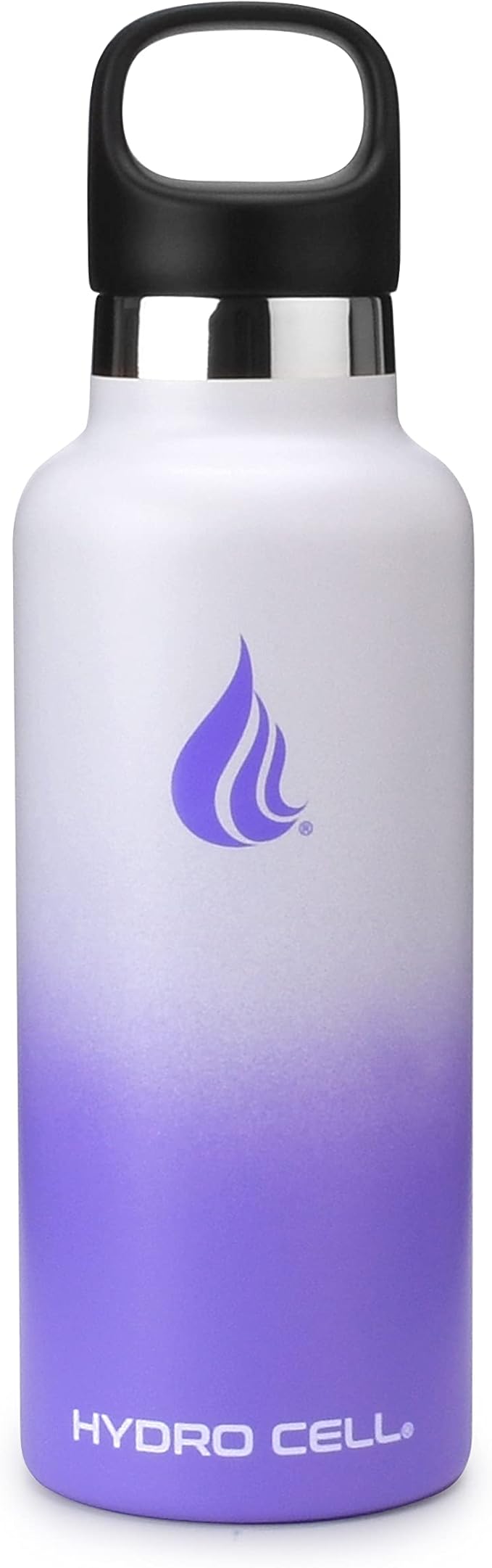 HYDRO CELL Stainless Steel Water Bottle with Straw & 2 Standard Mouth Lids (32oz 24oz 20oz 16oz) Keeps Liquids Hot or Cold w/Double Wall Vacuum Insulated Leak Proof Sport Design (Lavender/White 20oz)